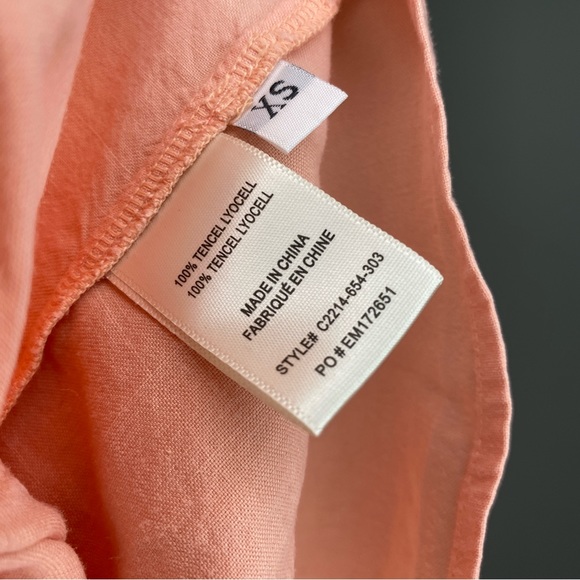 Cloth & Stone Peach Pink Tencel Button Front Long Sleeve Roll Tie Front Top XS - Picture 4 of 4